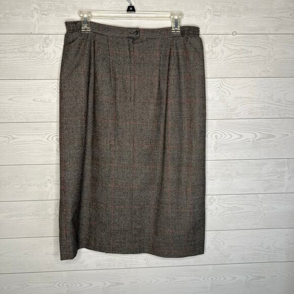Vintage glen check plaid pleated below the knee skirt Size 12 - Picture 2 of 7